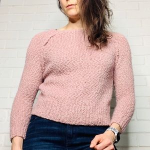 Yes Lola Mauve Pink Plush Women’s Small SM Chunky Knit Crop Sweater